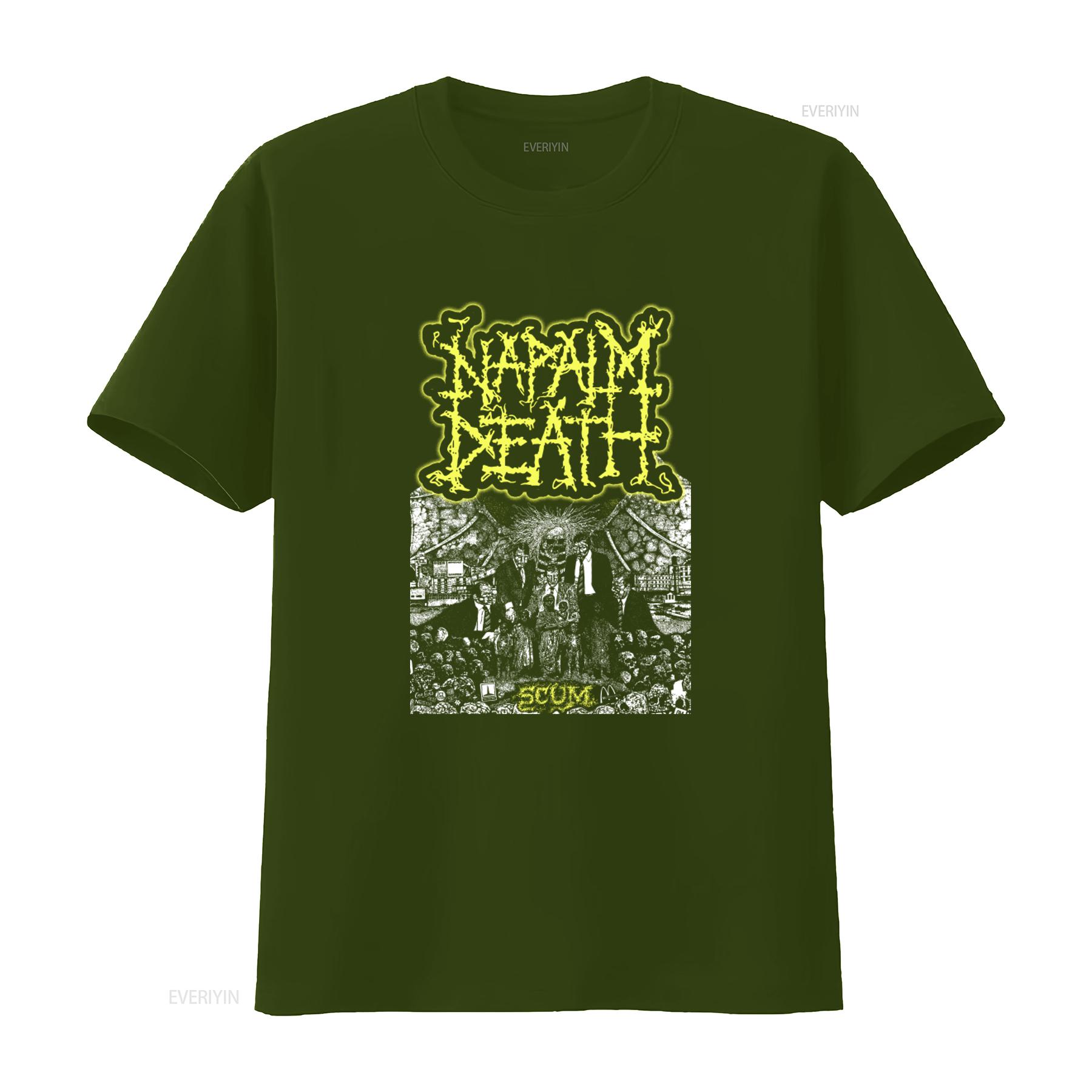 

Napalm Death Scum T Shirt Black Heavy Metal Band Merch for Fans vintage Washed Soft Stretched Versatile Stylish XL