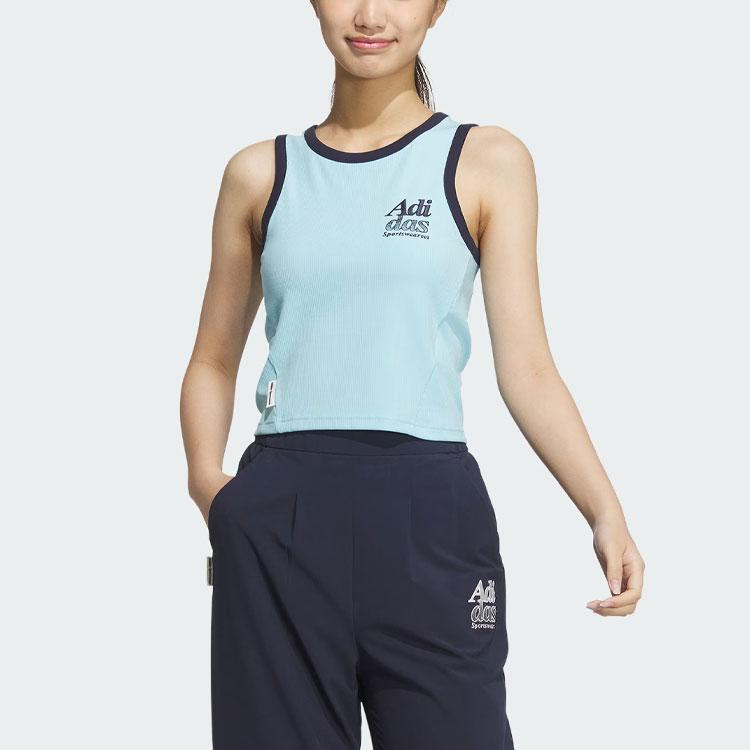 Adidas Logo Tank Top Women Tops Blue JI6873