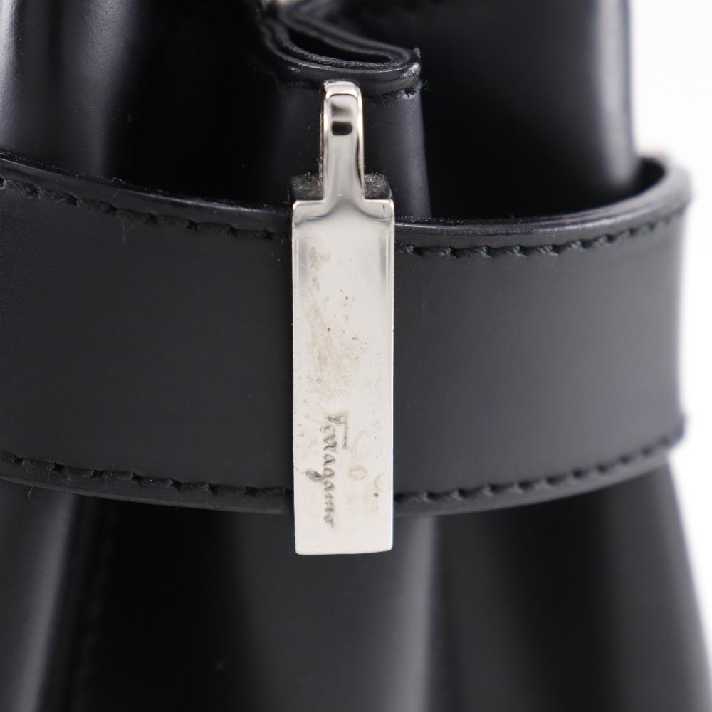 Salvatore Ferragamo Gancini Handbag AQ-21 0167 Black Leather Women Used