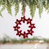 Red Flocked Reindeer Bow Pendant with Dragonfly Wreath for Christmas Tree
