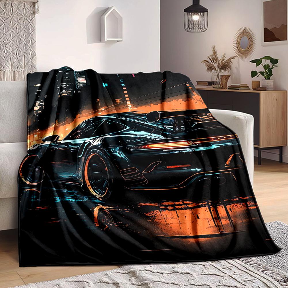 1Pc Night City Blanket Soft And Comfortable Casual Warm Camping Travel Christmas Halloween Xmas Gift M928341