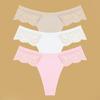 3Pcs Seamless Stretch Thongs Women Comfort Patchwork Lace Panties Female Low-Waist G-string High Quality Floral Soft Lingerie