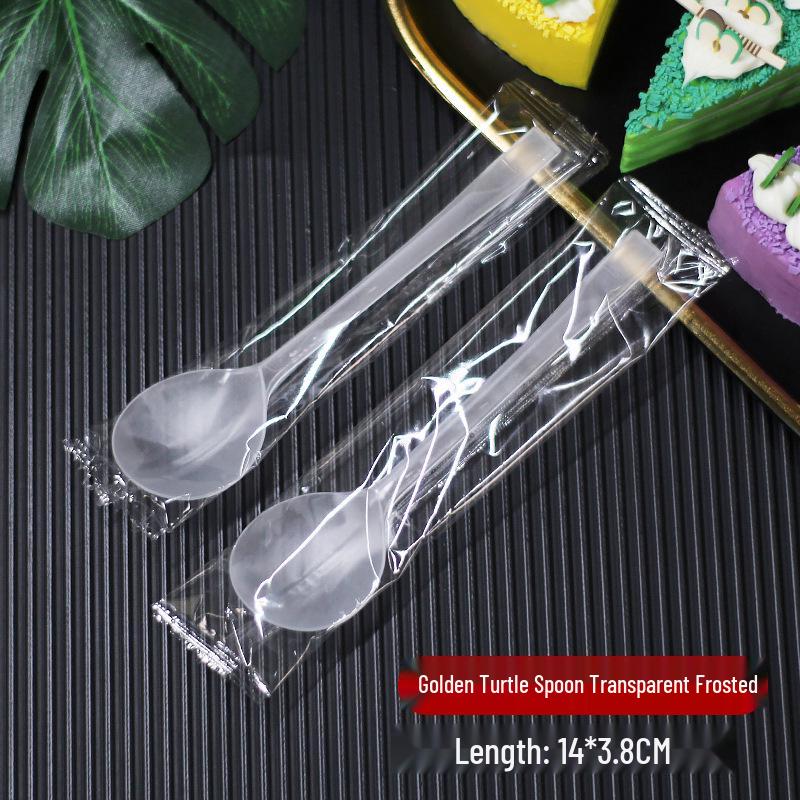 Golden Turtle Thickened PS Plastic Disposable Dessert Spoon