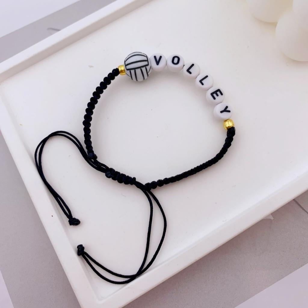 Pulsera de Cuentas Deportivas Hecha a Mano Única para Adolescentes - Voleibol, Baloncesto, Fútbol, Béisbol y Tenis Pulsera de Nudo de Cordón