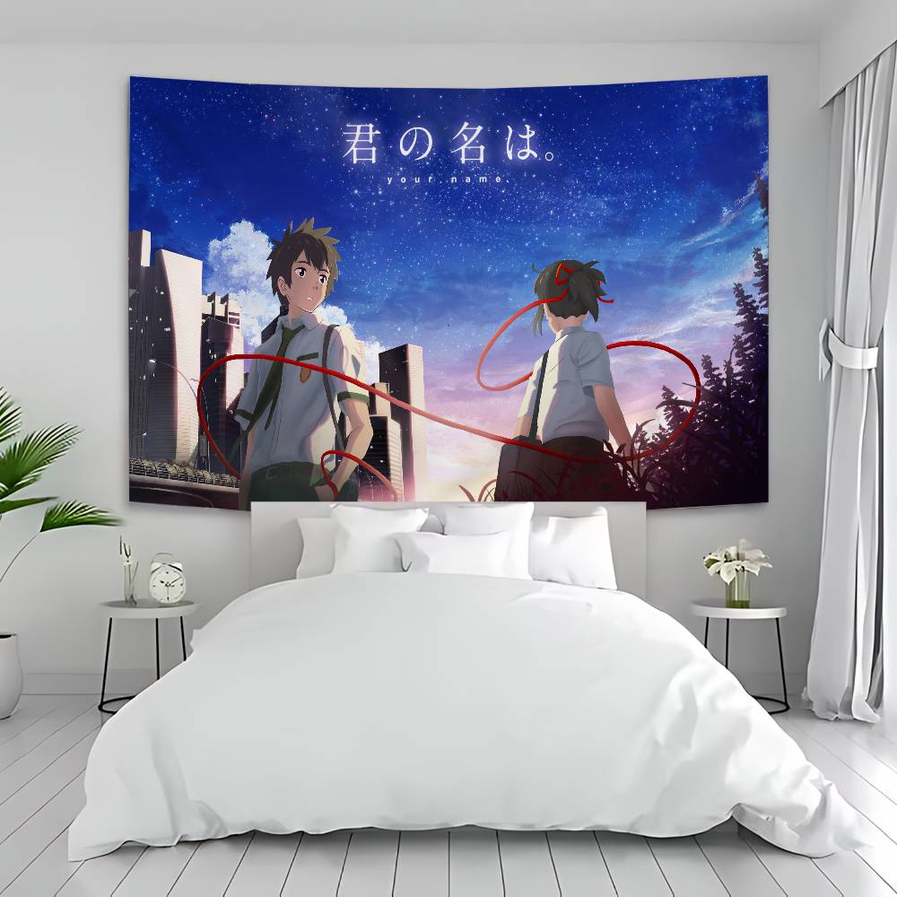 Japanese Anime Y-Your Name Movie Cartoon Tapestry Art Science Fiction Room Home Decor Wall Hanging Sheets