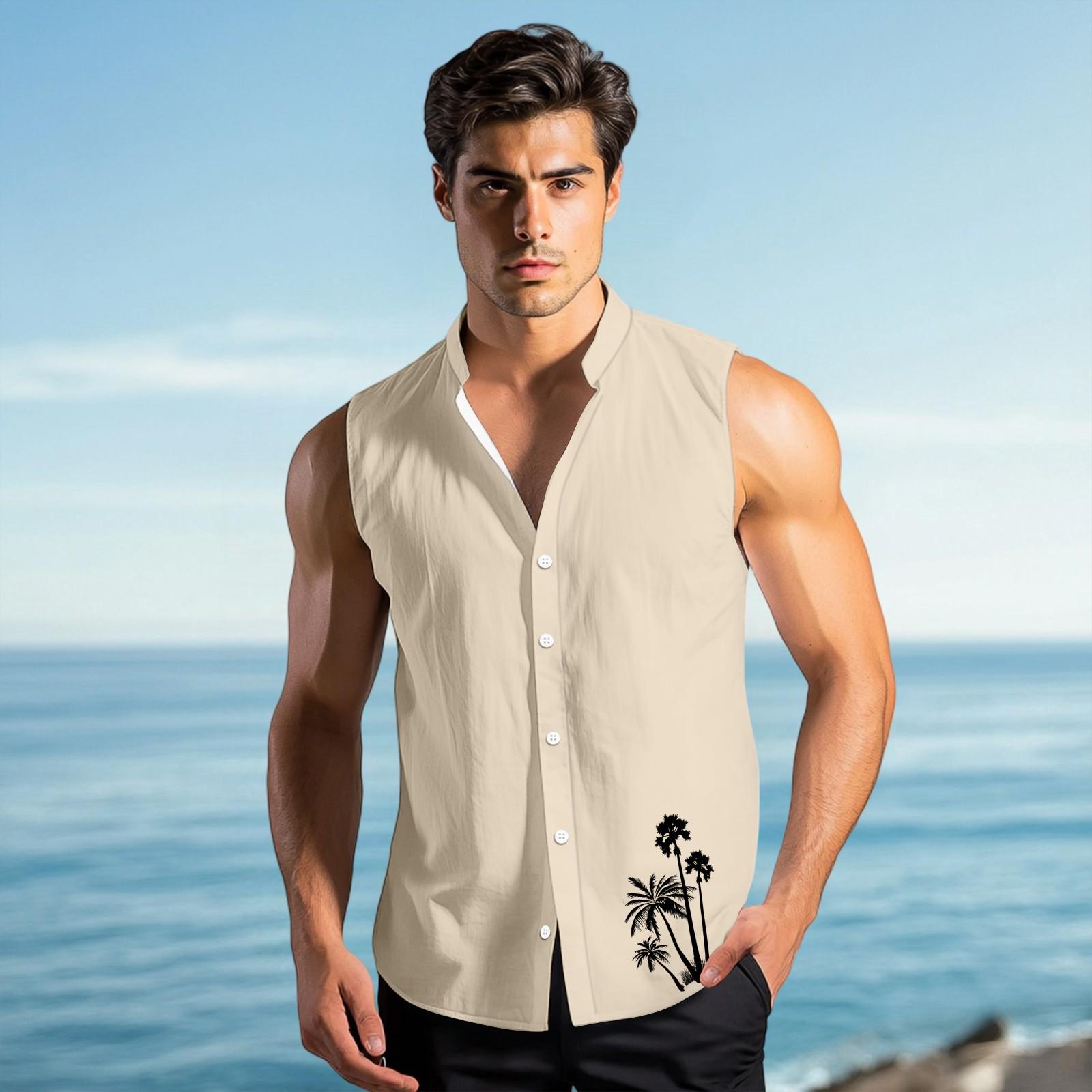 

Чоловіча мода Принтована Безрукавка з Лацканами на Ґудзиках M