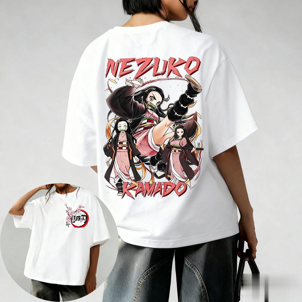 Unisex Demon Slayer Anime T Shirt Women Unisex Short Sleeve Tee Nezuko Kamado Print Casual Streetwear Summer Trendy Top