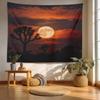 Navy Blue Watercolor Mountains Tapestry, Sky Wall Art Hanging Decoration Polyester Fiber White Ruffled Around For Dorm Room