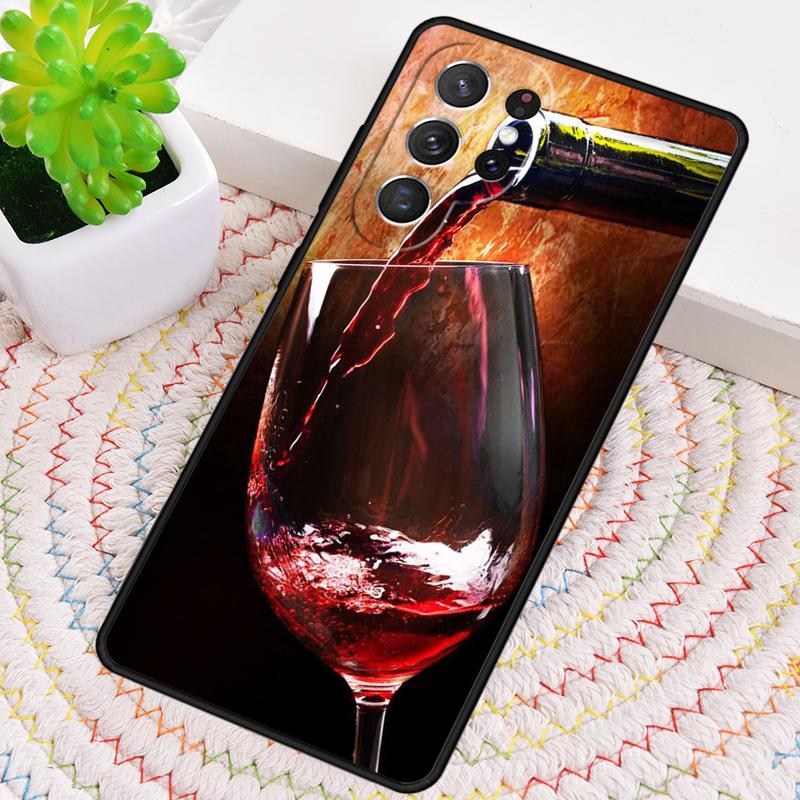 Red Wine Glass TPU Phone Case For Samsung Galaxy note 10 pro S26 S25 S24 S23 S22 Ultra Plus S21 FE S20 Shockproof Cover