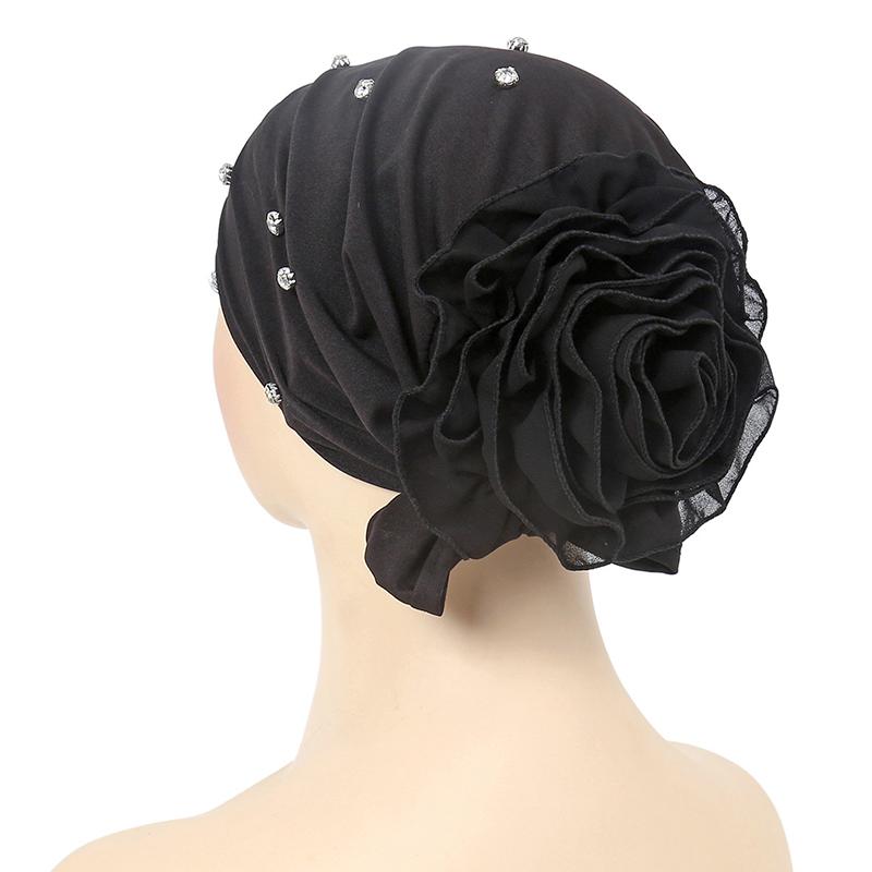 1Pc Muslim Headwear Nail Drill Fashion Pullover Cap Elasticity Women Turban Hat Chiffon Hat
