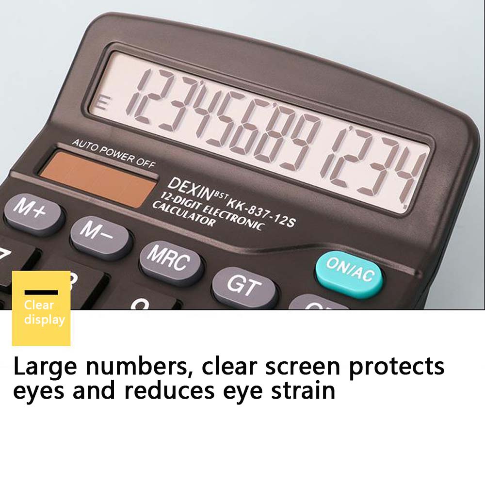 1PC Simple Color 12-bit Solar Calculator with Large Screen Suitable for Student Finance Office Desktop Calculator