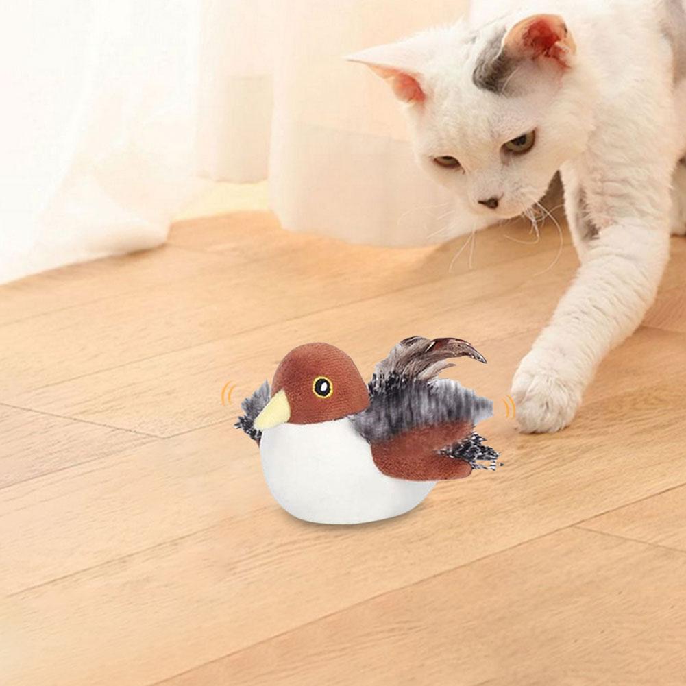 Flying Bird Cat Toy Flapping Wings Sparrow Toys Simulated Chirping Bird Cat Toy for Indoor Cats Kitten