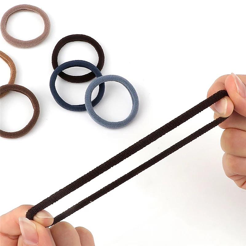 Conjunto de 50 faixas de cabelo básicas para mulheres e meninas, 4 cm, cores sólidas, simples, elásticas, laços de cabelo, acessórios para cabelo, prendedor de rabo de cavalo