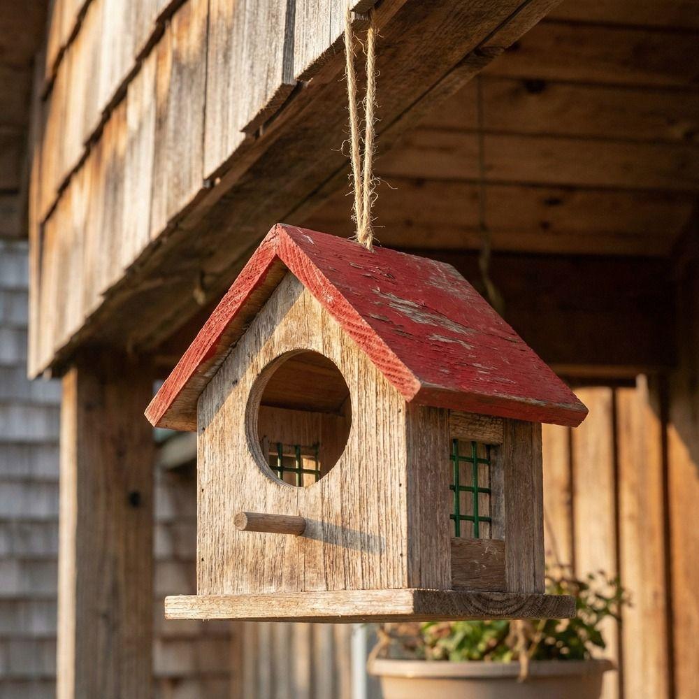 Bird Nesting Box Rainproof Wooden Bird House Handmade Ventilation Bird Feeding Station Colorful Hatching Nest Parrot Breeding