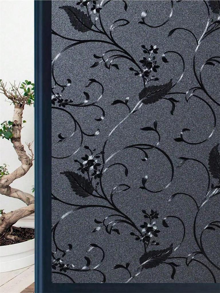 Frosted PVC Window Film - Static Cling Heat Control Room Darkening Opaque Privacy Cover for Home Office Glass Doors UV Blocking