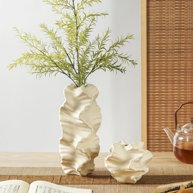Ceramic Vase Irregular Wrinkles and Patterns Flower Vase Ceramic Handicrafts Flower Arrangement Accessories Home Decoration