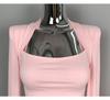 Korean Dongdaemun Sexy Square Neck Slimming Long Sleeve Low-Cut Top for Women