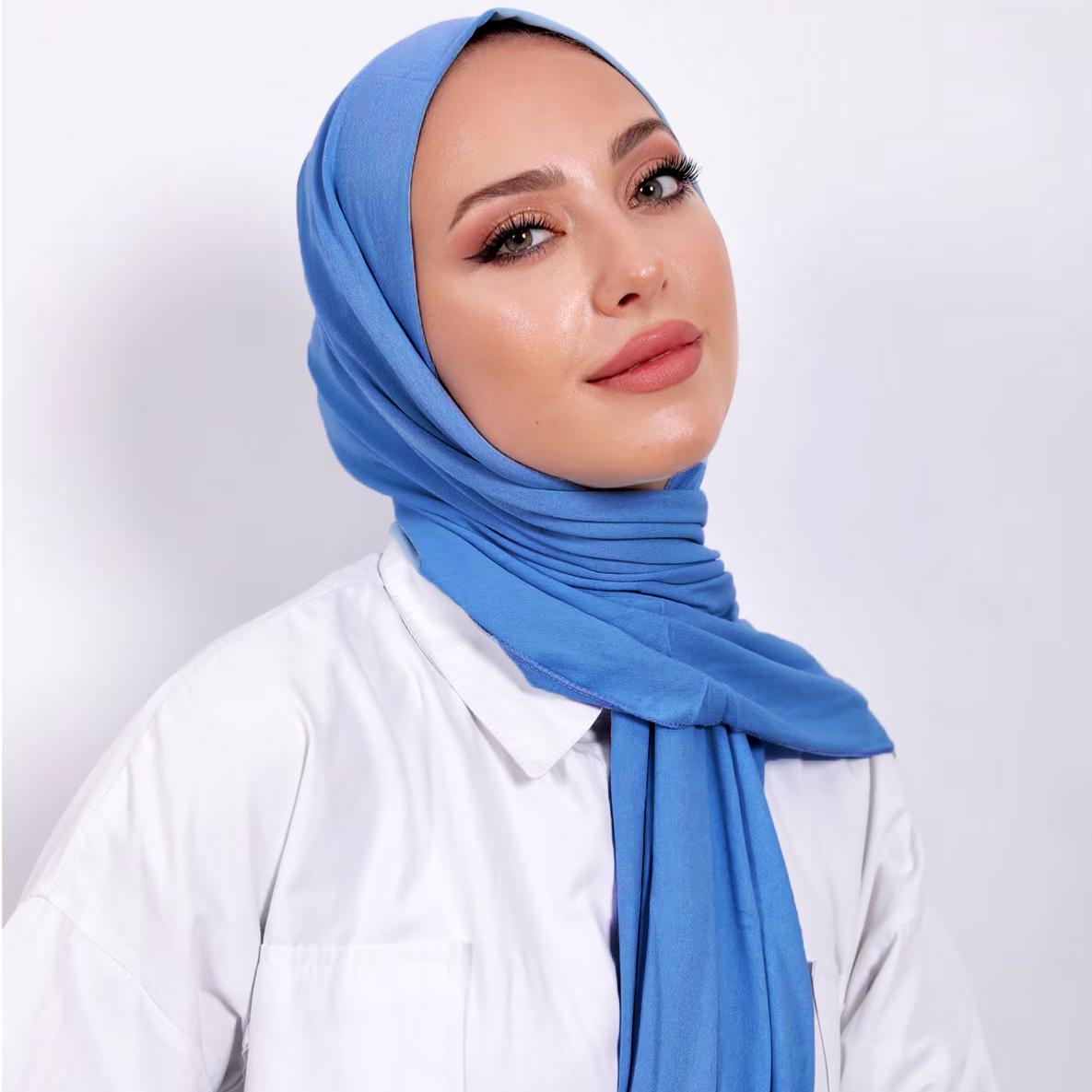 

Muslim Plain Hijab Cotton Stretchy Premium Cotton Scarf Soft Material Prayer Shawls Women Muslim Cotton Hijab