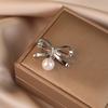 Pearl Bow Anti-glare Brooch, High-end Diamond-encrusted Brooch, Corsage Collar Pin