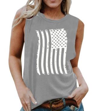 Amazon Wish Clothing Women's Vest Independent Station Summer Fashion American Flag Independence Day Collection
