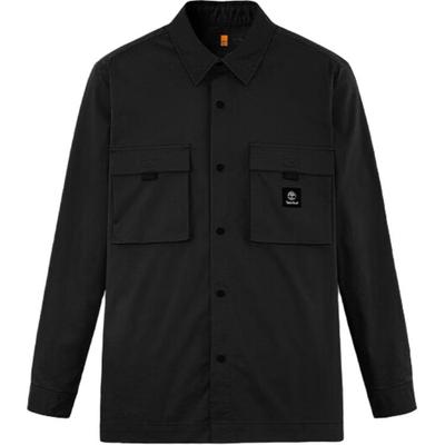 Décontracté Extérieur Simple Multi-Poches Confortable Couleur Unie Chemise à Manches Longues Chemises Homme Noir A68WU-001