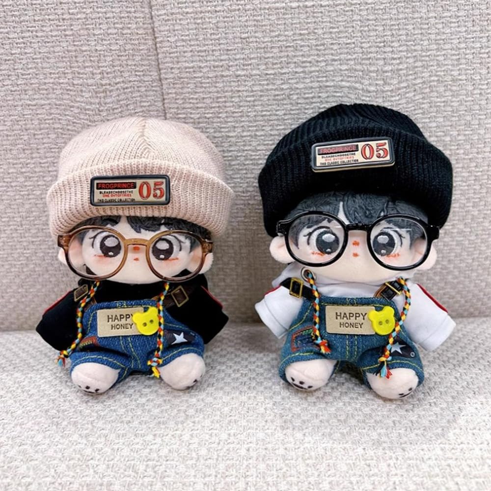 niannyyhouse 10cm stuffed toy clothes plaid scarf knit hat hoodie bibbed pants glasses leather shoes forest set cotton doll accessories dress-up