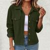 Corduroy Jacket Women Long Sleeve Button Down Cropped Jacket