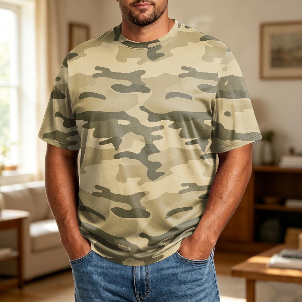 Camiseta Casual de Manga Corta para Hombre de Talla Grande, Cómoda, Transpirable, Corte Holgado, Tejido Suave, Cuello Redondo para el Uso Diario