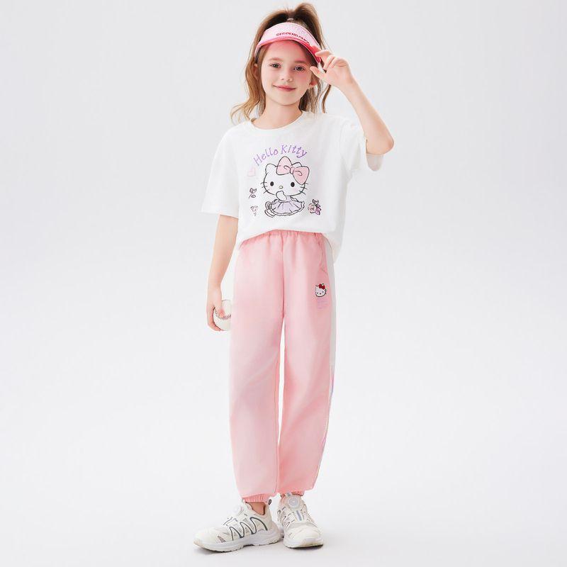 Hello Kitty Girls' Anti-Mosquito Pants Summer 2024 New Lightweight Loose Casual Pants Children's Summer Long Pants