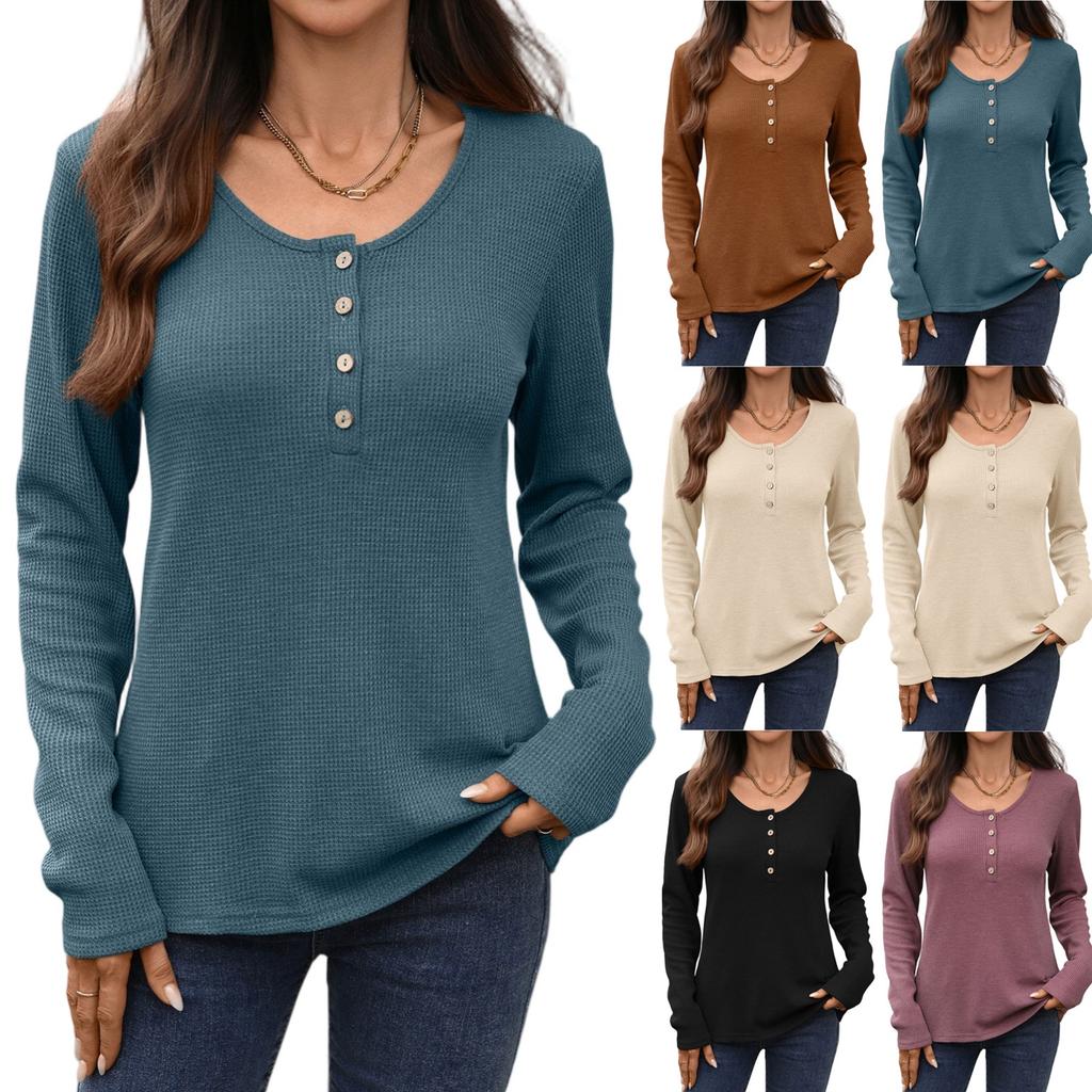 Women Tops Long Sleeve R-Neck Shirts Fall Fashion Casual Business Tunic Blouses