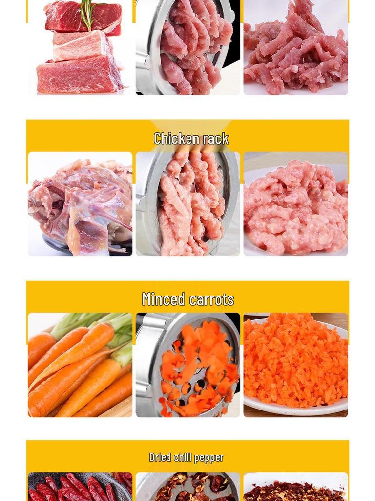 Großer Multifunktions-Fleisch- und Knoblauchwolf mit Wurstfüller und Chili-Hacker