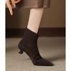 Booties Fall 2026 New Skinny Boots Pointed Toe Stiletto Heel French Pointed Toe Scrub Leather Boots for Women