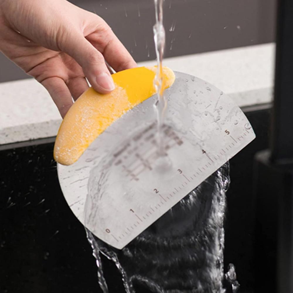 Nerezový kráječ na těsto, nerezová škrabka na těsto, multifunkční kráječ na těsto, pekařská pomůcka pro měření a c