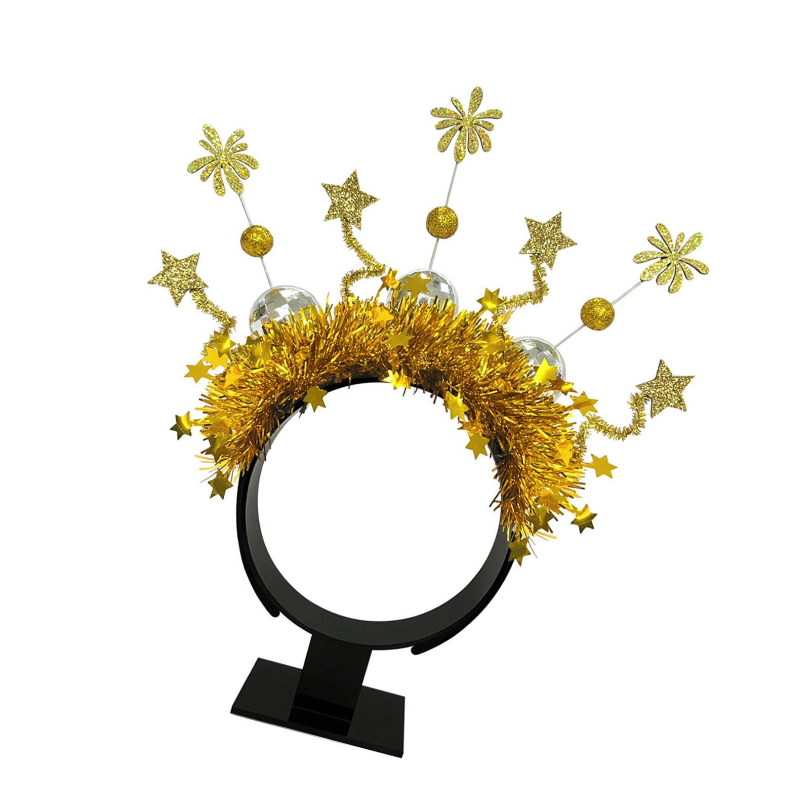 

Повязка на голову в канун Нового года 2025 года, блестящая гирлянда, ободок для волос на рождественскую вечеринку, праздничный обруч для волос для фестивальной встречи золотой