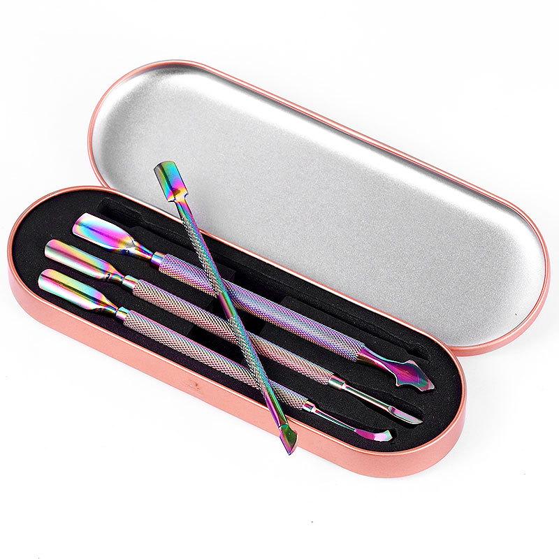 Manikyr pincett i rostfritt stål Färgglad titanuppsättning Pro Nagelsaxar Clipper Tools Acne Needle Beauty Tool Kit