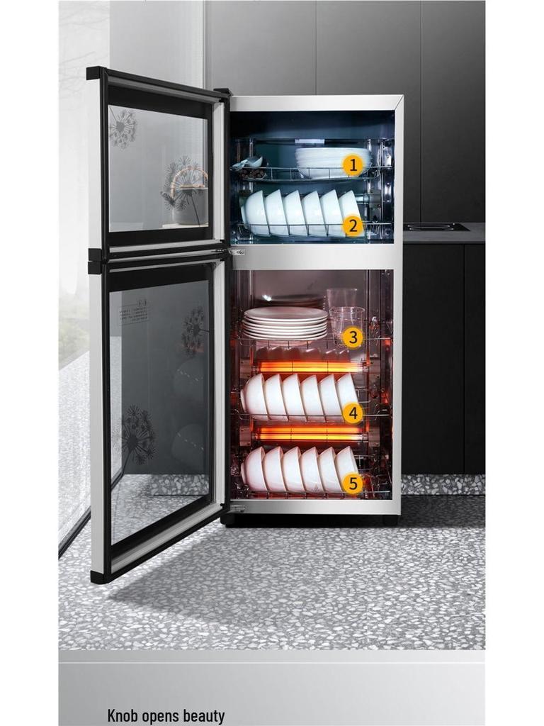 Compact Vertical Dish Drying Cabinet for Tableware and Utensils