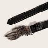 American Punk Skull Rivet Belt Jeans Decor PU Leather Waistbands Fashion Love Hand Palm Belt  Youth