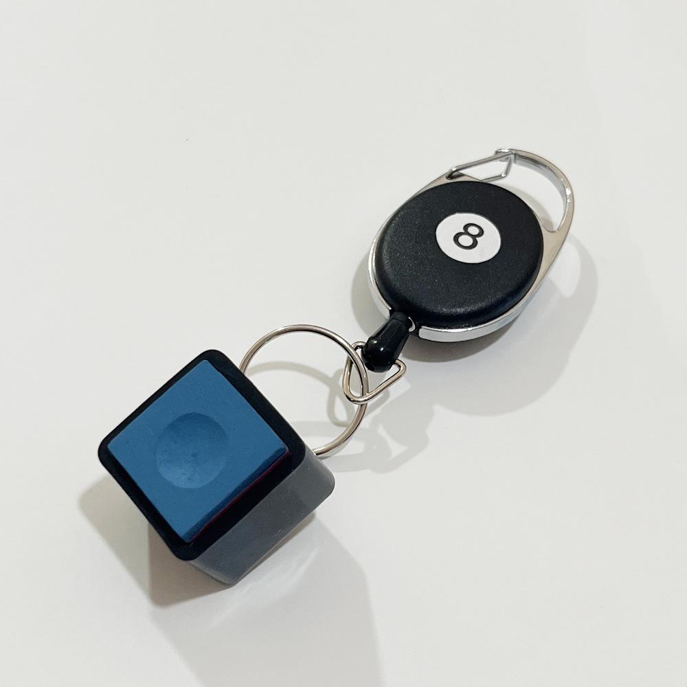 Black Eight Retractable Billiard Chalk Holder with Easy Pull Buckle and Stretch Cap - Billiard Table Accessory