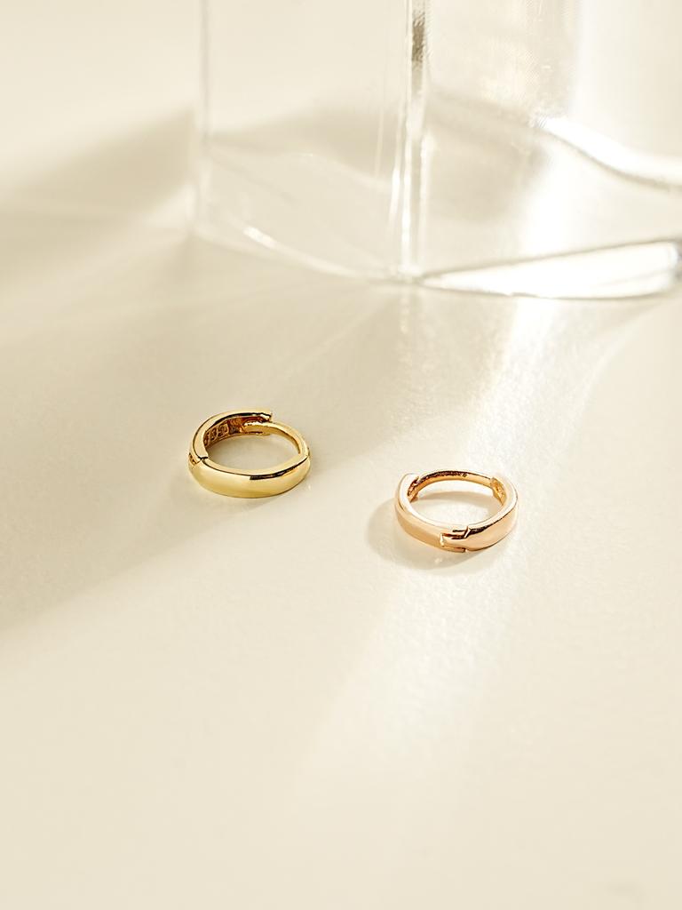 Minimalpiercing 14K 18K Mini Helix Flat One-Touch Ring Earrings