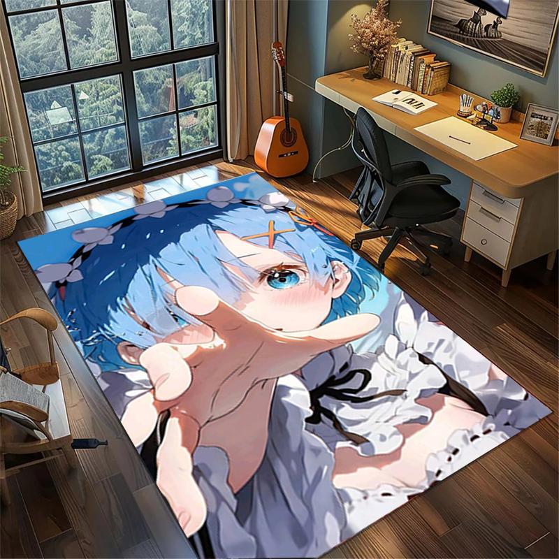 "ReZero" Large Area Rug Carpet Non Slip Washable Floor Mat Gamer Room Bedroom Home Decor—kwq78