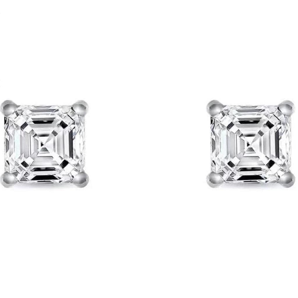 Jewels Prim 4 Ct Asscher Cut Diamond Stud Earrings 14K White Gold Martini Push Earrings For Women's Best Regular Wear Jewellery