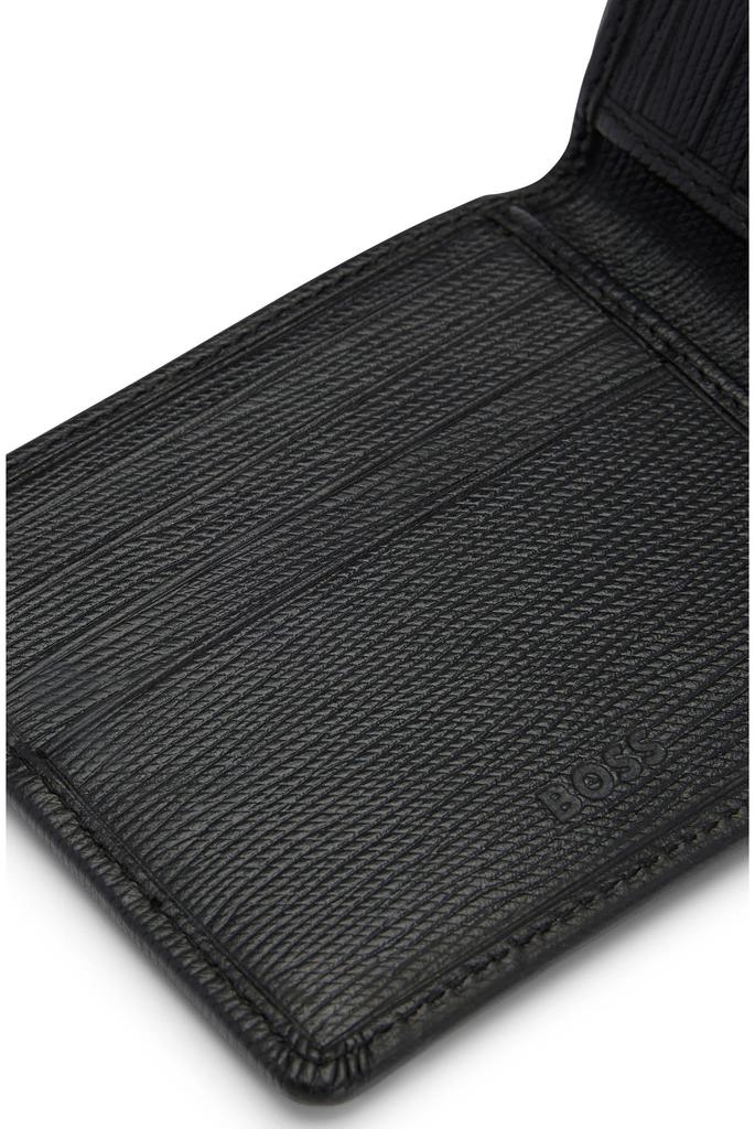 BOSS Italian Embossed Leather Wallet with Logo Plate, Men's, One Size, Black