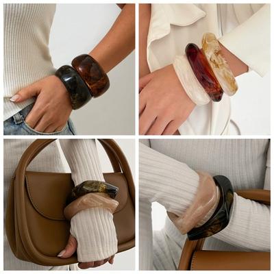 Bohemian Acrylic Bangle Europe American Style Wide Chunky Bangles  Decoration