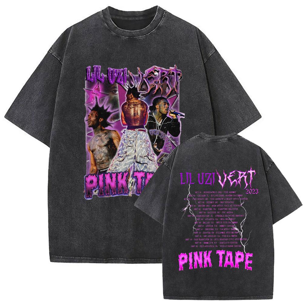 Washed Rapper Lil Uzi Vert Vintage Graphic T Shirts Men Women Hip Hop Short Sleeve Oversized Streetwear Fashion Tshirts Unisex