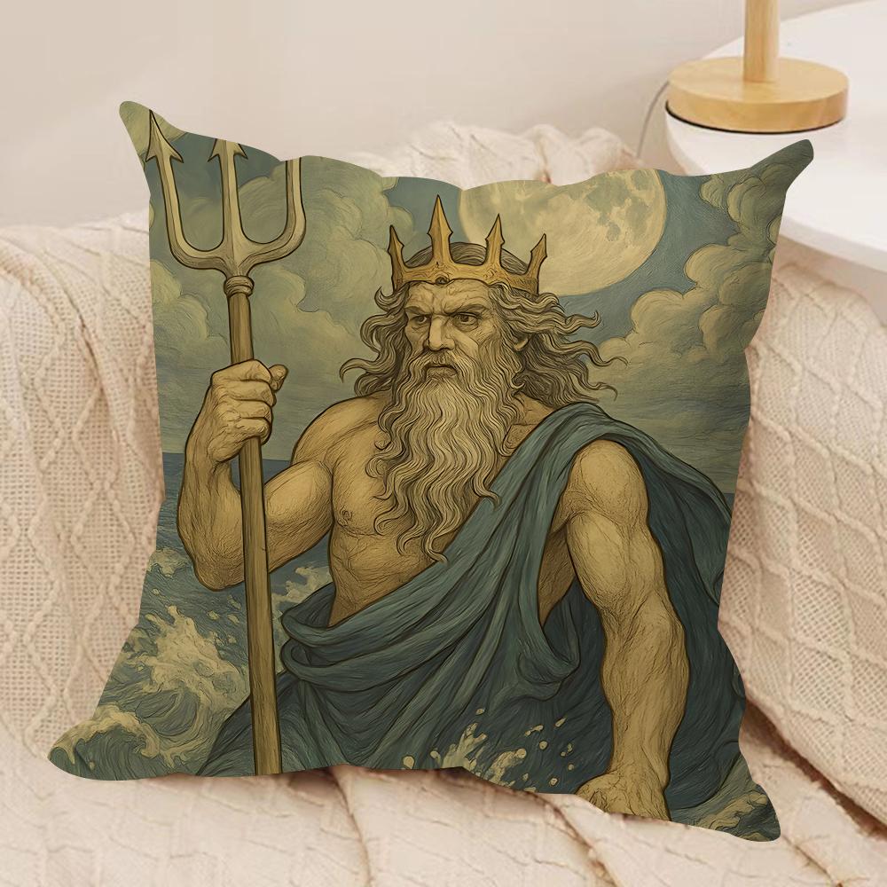 Retro Nordische Mythologie Kissenbezug Seidiger Kurzer Plüsch Unsichtbarer Reißverschluss Staubdicht Sofakissenbezug Für Heimdekoration