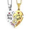 Stainless Steel Heart Shaped Best Friends Sisters Split Two Piece Pendant Necklace