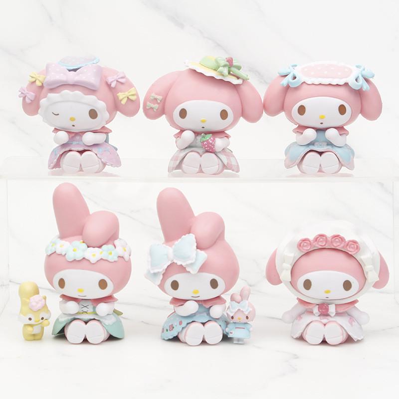 Cute My Melody Pvc Figurine Adorable Collectible Blind Box Cake Car Ornament