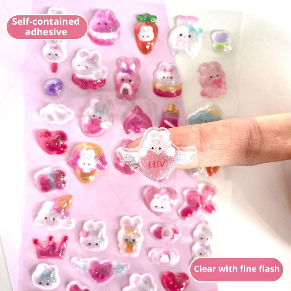 Kawaii Cartoon Jelly 3D Relief Sticker Cute 3D Puffy Stickers for Kids DIY Scrapbooking Journal Planner Stationery Decoration