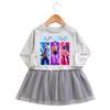 Monster Hunter Kpop Girl Group Dress - Cartoon Ruffle, Long Sleeve Mesh, Elegant Princess Skirt