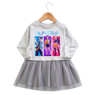 Monster Hunter Kpop Merginų Grupės Suknelė - Animacinis Ruffles, Ilgomis Rankovėmis Tinklelis, Elegantiškas Princesės Sijonas